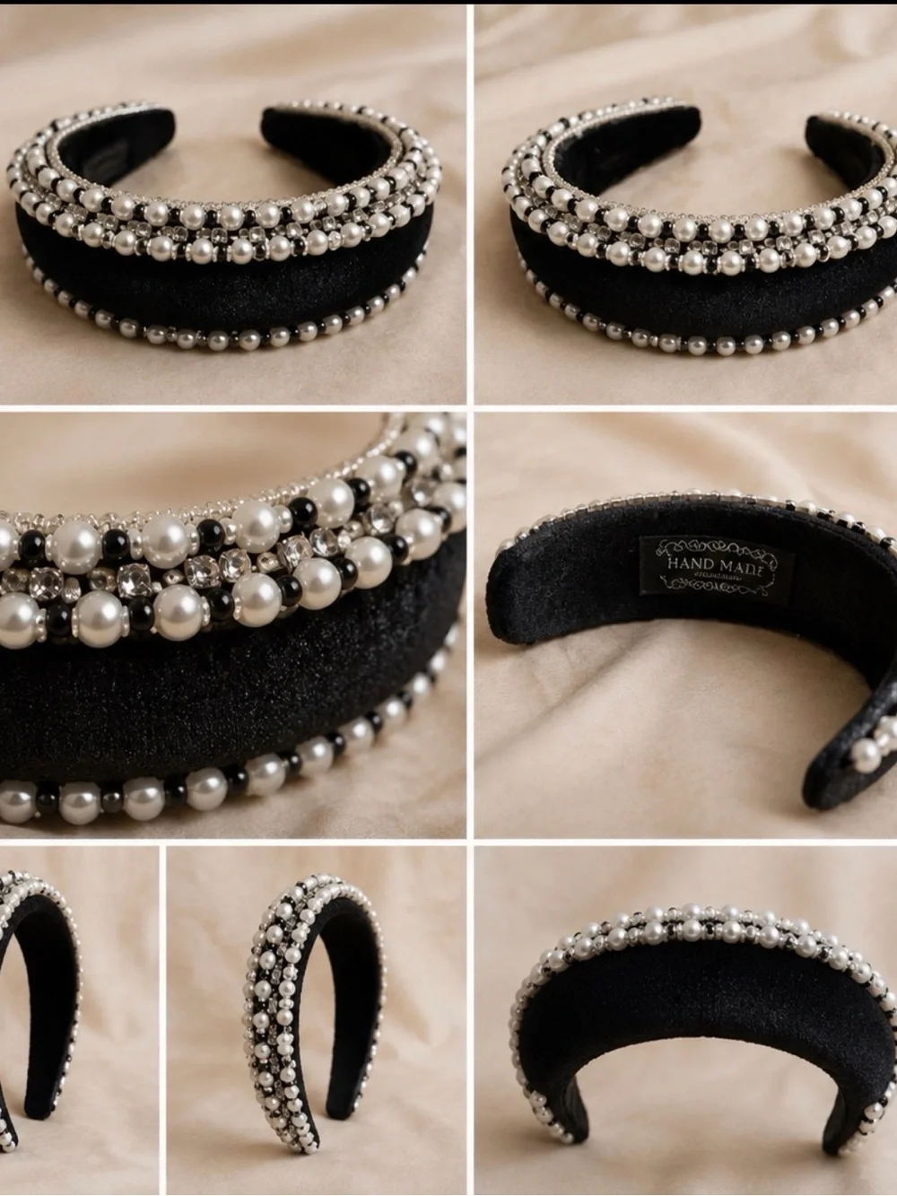 Black Pearl & Crystal Embellished Headband - Luxe Women’s Hair Accessory